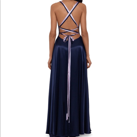 Betsy & Adam- Tricolor Tie back satin gown MSRP $269 - Picture 2 of 2